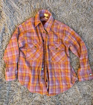 Dizzy‎ Lizzie Plaid Shacket Purple Orange Button Down Shirt Jacket Small thumbnail 1