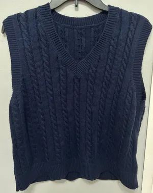 SheIn Navy Blue Sweater Vest thumbnail 1