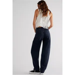 Free People Maryel Mid-Rise Boyfriend Jeans in Blue Black Wash Size 31 Boho Fall thumbnail 3