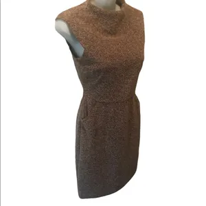 Zara Tweed Flecked Knit Lined Sheath Pencil Dress XS Career Fitted Mock Neck thumbnail 2