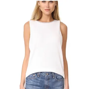 rag & bone White Sleeveless Tank Top Embellished Neckline Hi Lo Hem‎ XS thumbnail 2