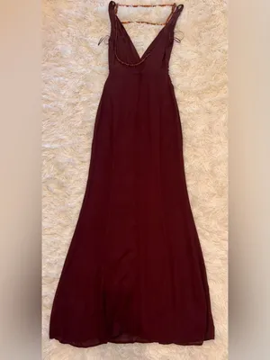 NEW Reformation plus Camille Rowe Hugo low back Mahogany gown sz 0 thumbnail 7