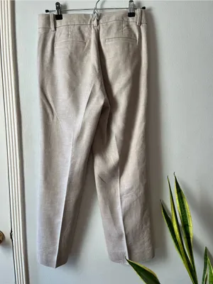 J.Crew• Beige Linen Kickout Crop Trouser• S 2 thumbnail 3
