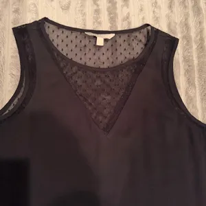 Banana Republic Black Sleeveless Mesh Lace Dotted Shell Blouse‎ Top Small thumbnail 4