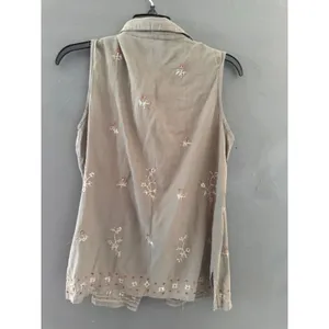 White Stag Vintage Cottage Olive Green‎ Floral Embroidered Sleeveless Button Top thumbnail 4