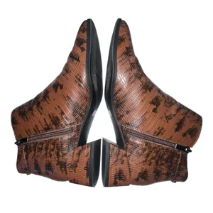 Franco Sarto Nico Brown‎ Faux Leather Snake Skin Ankle Bootie Women's Size 8 thumbnail 6