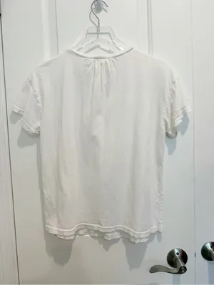 FRAME Women’s The Gathered Tee in White 100% Cotton Short‎ Sleeve thumbnail 4