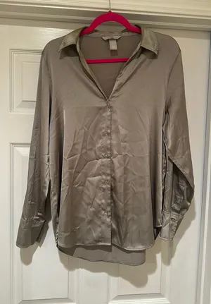 H&M Satin Button Down Shirt thumbnail 1