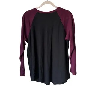 Torrid black and purple waffle knit raglan Henley plus size top 1 thumbnail 2