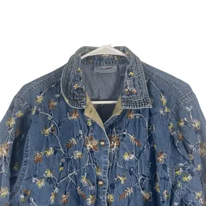 Jane‎ Ashley Vintage 90s Women's Size Large Embroidered Denim Shacket Button Up thumbnail 2