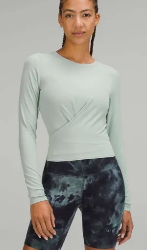 Lululemon Time to Restore Nulu Long Sleeve Shirt Silver Blue thumbnail 1