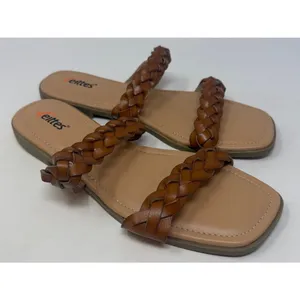Veittes Women's Braided Flat Slides Brown Sandals Size‎ 10 thumbnail 3