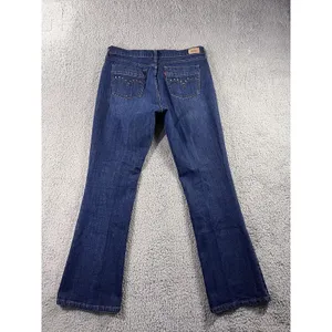Levi's Bootcut Jeans Women‎ 34x31 Dark Wash Studded y2k Boho Cowgirl Western Indie thumbnail 2