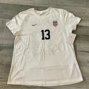 Womens Size Large Nike USWNT 2023 Alex Morgan #13 Home T-Shirt NWT thumbnail 1