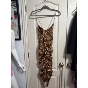 Likely Alessia Tiger Print Ruched Satin Cowl Neck Cocktail Dress Party Night Out thumbnail 4