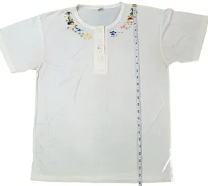 Vintage White Cotton Embroidered Henley Top With tropical Animal embroidery XL thumbnail 4