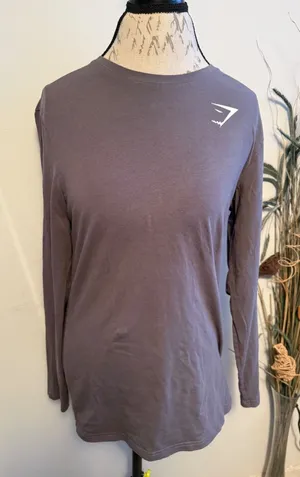 Gymshark Womens Long Sleeve Training Top‎ Gray Crew Neck Slim Fit Size Small thumbnail 1