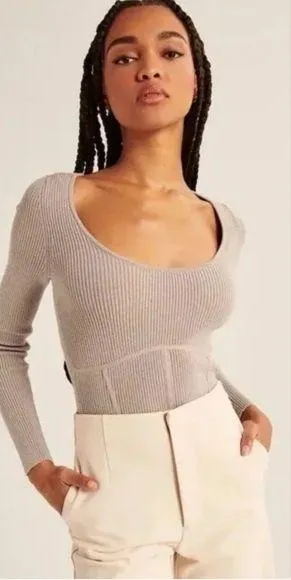 Abercrombie & Fitch Scoopneck Corset Sweater thumbnail 1