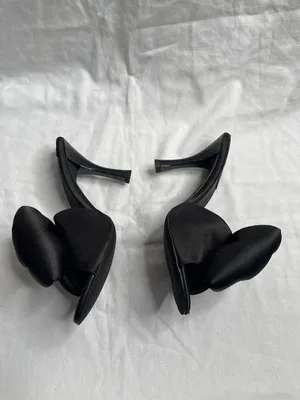 Jeffrey Campbell Black Satin Bow Peeptoe Heels Womens Size 7.5 thumbnail 4