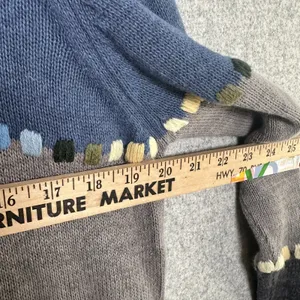 Blair Womens Large Sweater Colorblock Cotton Blend Long‎ Sleeve Blue Gray Round thumbnail 3