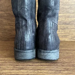 Paola Ferri Grey Black Distressed Suede Studded Moto Motorcycle‎ Boots 39 thumbnail 5