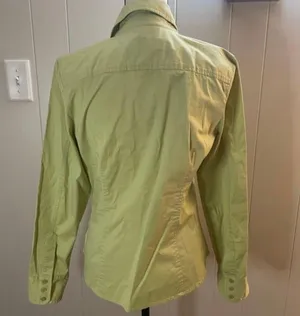 Sz S Lime Green Button Down Long Sleeve Shirt Top thumbnail 5