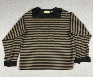 Vintage Albert Nipon Blouse Womens 6 Brown Striped Round Neck Long Sleeve‎ Silk thumbnail 1