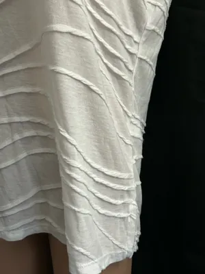Simply Vera Vera Wang White Sleeveless Wave-Detail Sleeveless Blouse Tank Top LG thumbnail 4