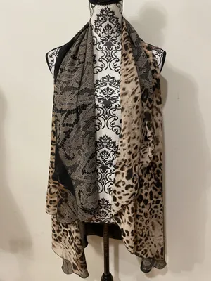 George Leopard & Lace Print Sheer Vest Wrap One Size thumbnail 2