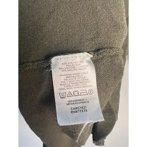 Ann‎ Taylor Factory Med Olive Green Ruffle Hem Crew Neck Sweater Minimal Office thumbnail 5