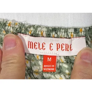 Mele E Pere Smocked Blouse Womens M Cottagecore Y2K Boho‎ Romantic Soft Girl thumbnail 6