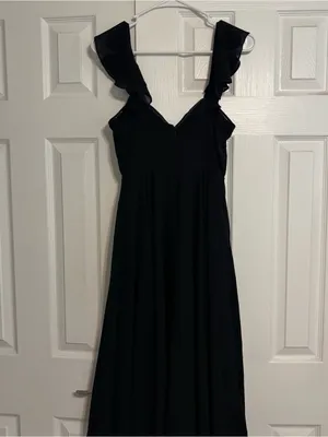 Lulus Take in the Sweetness Black Flutter Sleeve Midi Dress thumbnail 3