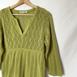 Nomadic Traders lime green knit v-neck blouse women's‎ size large vintage style thumbnail 2