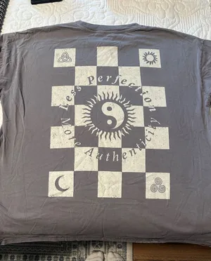 Oversized** Cotton On Gray Graphic Checkered Backprint Tee thumbnail 1