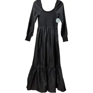 NWT Hill House Nap‎ Dress Smocked Black Maxi Dress Crushed Taffeta Size XS thumbnail 5