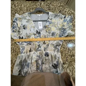 Baltic Born Lynlee Metallic Maxi Dress in Dusty blue Size 1XL Floral Gold thumbnail 7