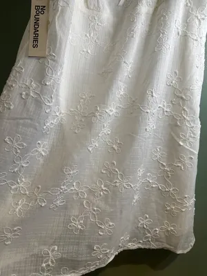 NWT White Embroidered Dress L 12-14 Lace Strap Cottagecore Boho No Boundaries thumbnail 3