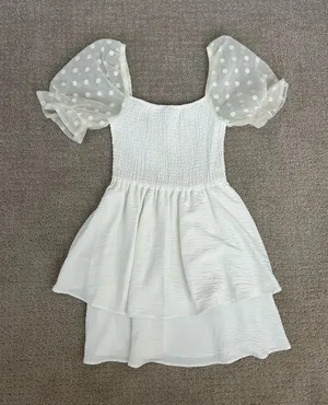 Xtraordinary Women’s White Puff-Sleeve Layered Dress Size XS thumbnail 1