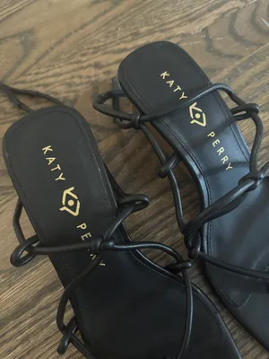 Katy Perry black irisia strappy wooden block wedge heel sandal Matte Black thumbnail 6