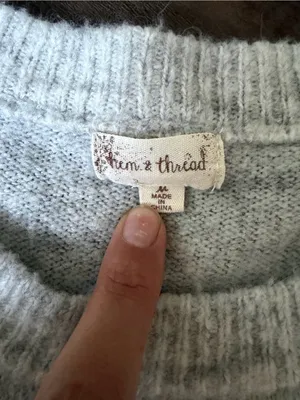Hem & Thread Striped Crewneck Sweater in Light Gray, Cream & Rust thumbnail 2