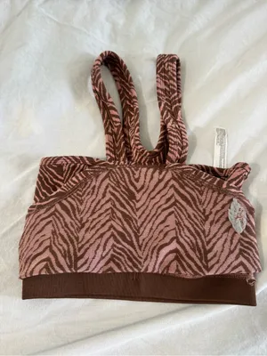 Free People Movement Pink & Black Zebra Print Tank Top Flutter Kick NWOT thumbnail 9
