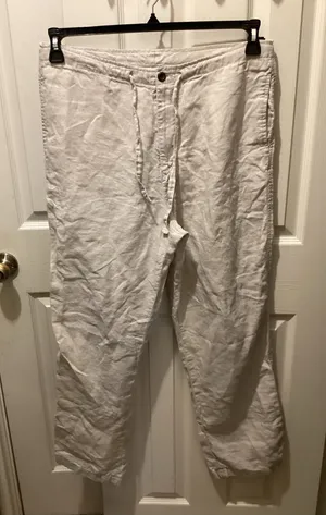Nautica White Straight-Leg Linen Pants thumbnail 1