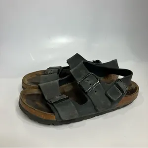Birkenstock Milano black‎ leather sandals casual trendy womens size 37 / 6 thumbnail 4