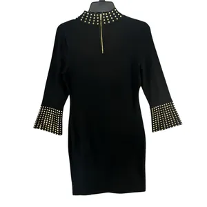 Calvin Klein Womens Small Black Studded Knit Dress Stretch Rayon Nylon‎ Timeless thumbnail 5