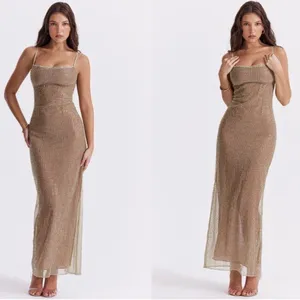 LIMITED EDITION House‎ of CB XL 'Alondra' Cafe Au Lait Beaded Maxi Dress NWOT XL thumbnail 8