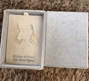 Mother of Pearl Diamond-Shaped Drop Earrings - Silver-Plated thumbnail 1