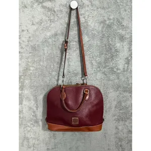 Dooney & Bourke Burgundy Two Tone Leather Zip Zip Satchel thumbnail 4