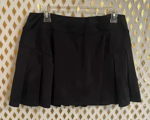 Pleated skort tennis skirt shorts black goth schoolgirl size L thumbnail 1