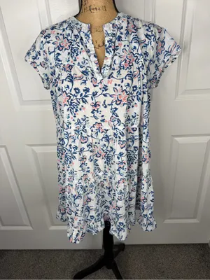 Roberta Roller Rabbit Sz S Floral Cotton Mini Dress Boho Cottagecore Casual thumbnail 2