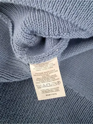 Ann Taylor Factory Blue Short Sleeve Puff Sleeve V-Neck Knit Sweater Top Size M thumbnail 4